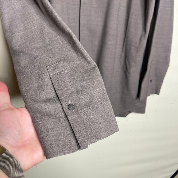 Eyn Vas Men in natural grey mocha 100% wool minimalist shirt sz 4 US L - Picture 8 of 10